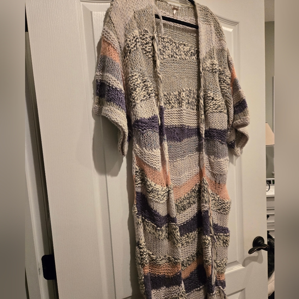 Free People Cozy Striped Knit Cardigan